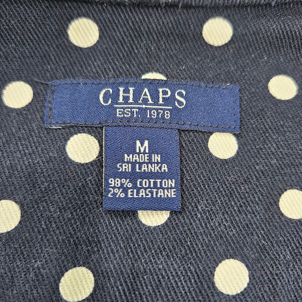 Chaps Ralph Lauren Navy Polka Dot Denim Blazer Jacket Medium Classic Preppy - Picture 4 of 11